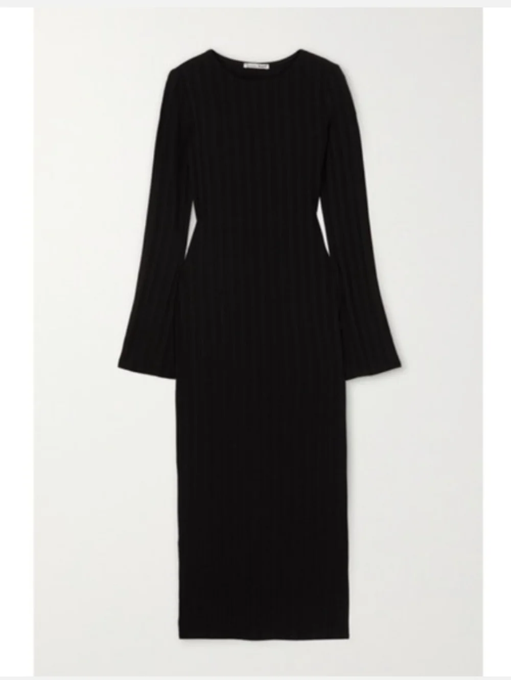 Reformation Black Dillon Long Sleeve Stretch Ribbed Midi Dress Size S - Picture 3 of 5